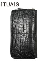 画像: 【 ITUAIS (イトゥアイス)  】　 ポロサスクロコラウンドジップウォレット [ CROCODILE POROSUS Round Zip Long Wallet ] [ Black ]