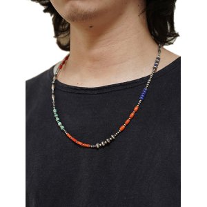 画像: 【 Indian Jewelry（インディアン ジュエリー） 】 ナバホビーズネックレス [ Navajo Silver x  Turquoise x Coral x Lapislazuli x Onyx ] [ 63cm ] 【 メール便可 】