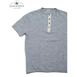 画像: 【 Loop & Weft（ループアンドウエフト） 】　スーパースラブ杢天竺ヘンリー [ SUPER SLUB TUBE KNIT 4 BUTTONS HENLEY ] [ H.BLUE ] 【 メール便可 】