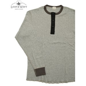 画像: 【 Loop & Weft（ループアンドウエフト） 】　針抜きリブニットヘンリー　[ Smooth Drop Needle Rib L/S HENLEY ] [ Heather Gray 2Tone ] 【 メール便可 】