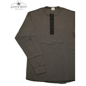 画像: 【 Loop & Weft（ループアンドウエフト） 】　針抜きリブニットヘンリー　[ Smooth Drop Needle Rib L/S HENLEY ] [ Classic Black ] 【 メール便可 】