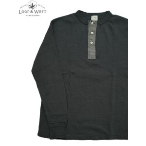 画像: 【 Loop & Weft（ループアンドウエフト） 】　スーピマハニカムヘンリーネックサーマル　[ Supima Long Honeycomb Thermal Henley ] [ Antique Black ] 【 メール便可 】