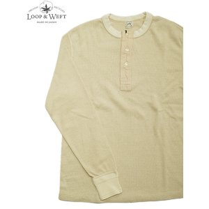 画像: 【 Loop & Weft（ループアンドウエフト） 】　スーピマハニカムヘンリーネックサーマル　[ Supima Long Honeycomb Thermal Henley ] [ Vintage Ivory ] 【 メール便可 】
