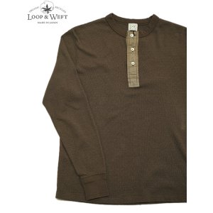 画像: 【 Loop & Weft（ループアンドウエフト） 】　スーピマハニカムヘンリーネックサーマル　[ Supima Long Honeycomb Thermal Henley ] [ Oak Brown ] 【 メール便可 】