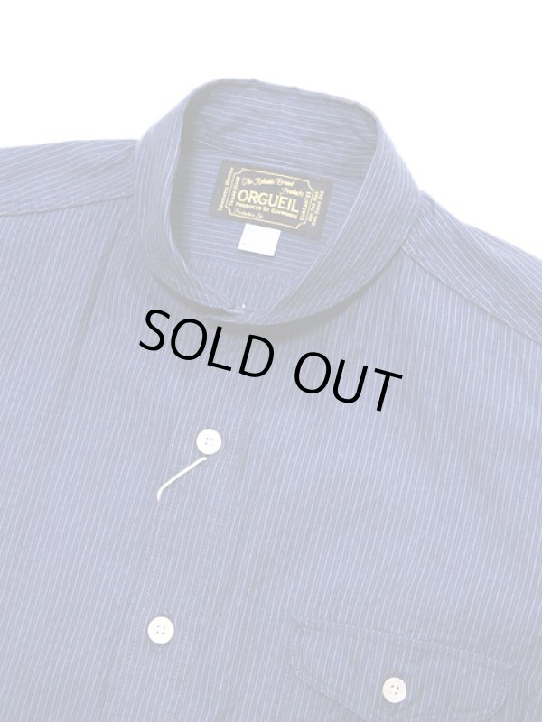 画像3: 【 ORGUEIL（オルゲイユ） 】　七分袖ストライプシャンブレーショールカラーシャツ　[ SHAWL COLLAR SHIRTS ]　[ BLUE ]