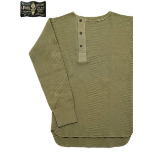 画像: 【 ORGUEIL（オルゲイユ） 】 竹目サーマルヘンリーネックTシャツ [ Thermal Henry Neck T-Shirt ] [ Khaki ]