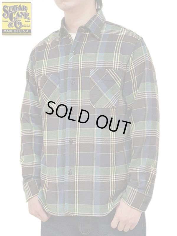 画像1: 【 SUGAR CANE（シュガーケン） 】　ツイルチェックワークシャツ [ L/S TWILL CHECK WORK SHIRT ] [ GREY ]