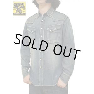 画像: 【 SUGAR CANE（シュガーケン） 】 BLUE DENIM L/S WESTERN SHIRTS [ AGED MODEL ] [ H.NAVY ]