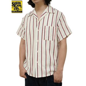 画像: 【 SUGAR CANE（シュガーケン） 】 ハートストライプオープンカラーシャツ [ Heart Stripe Open Shirt ] [ OFF WHITE ] 【 メール便可 】