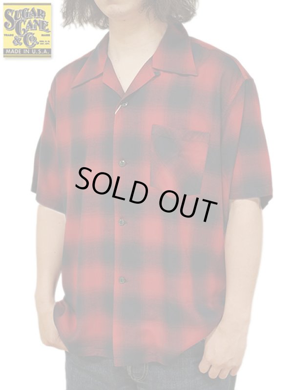 画像1: 【 SUGAR CANE（シュガーケン） 】 レーヨンオンブレーチェックシャツ [ RAYON OMBRE CHECK OPEN SHIRTS ] [ RED ] 【 メール便可 】