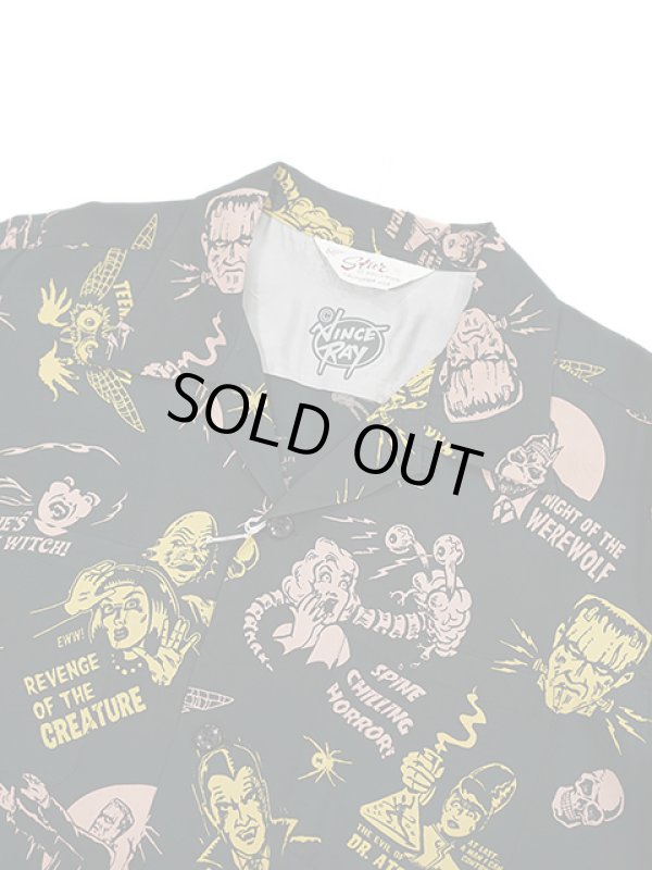 画像3: 【 STAR OF HOLLYWOOD×VINCE RAY（スターオブハリウッド×ヴィンスレイ） 】　L/S OPEN SHIRTS　[ THE MONSTERS ] [ BLACK ]