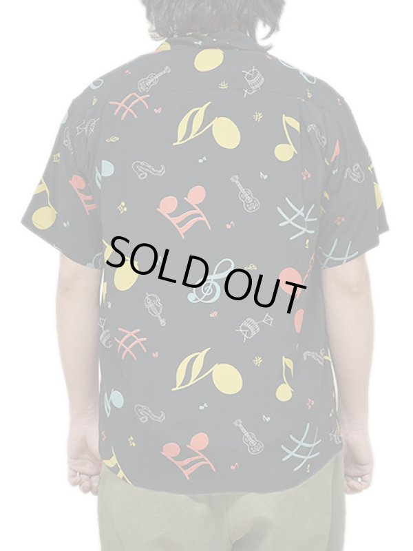 画像2: 【 STAR OF HOLLYWOOD（スターオブハリウッド） 】　S/S OPEN SHIRTS　[ ROCKIN' NOTES ] [ BLACK ]
