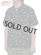 画像: 【 STAR OF HOLLYWOOD（スターオブハリウッド） 】　S/S DOBBY COTTON OPEN SHIRT　[ SPACE SHIP ] [ BLACK ]
