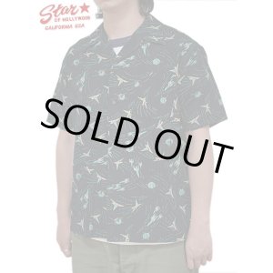 画像: 【 STAR OF HOLLYWOOD（スターオブハリウッド） 】　S/S DOBBY COTTON OPEN SHIRT　[ SPACE SHIP ] [ BLACK ]