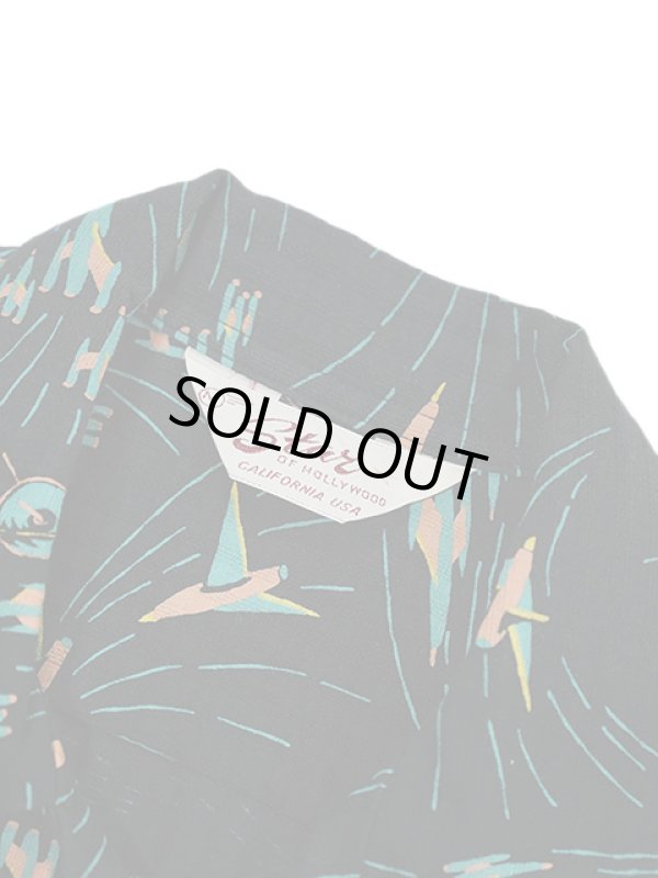 画像8: 【 STAR OF HOLLYWOOD（スターオブハリウッド） 】　S/S DOBBY COTTON OPEN SHIRT　[ SPACE SHIP ] [ BLACK ]