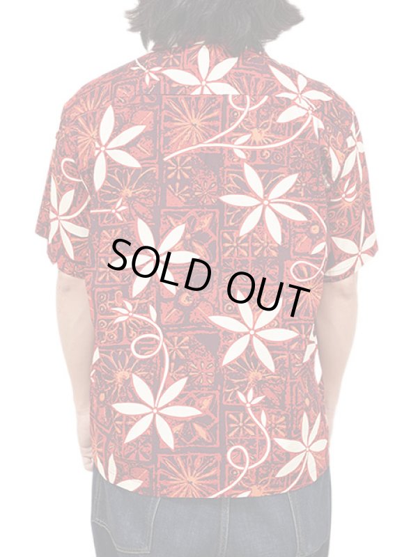 画像2: 【 STAR OF HOLLYWOOD（スターオブハリウッド） 】　S/S TYPEWRITER COTTON OPEN SHIRT　[ BLUE HAWAII ] [ RED ]