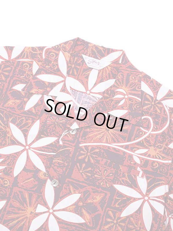 画像3: 【 STAR OF HOLLYWOOD（スターオブハリウッド） 】　S/S TYPEWRITER COTTON OPEN SHIRT　[ BLUE HAWAII ] [ RED ]