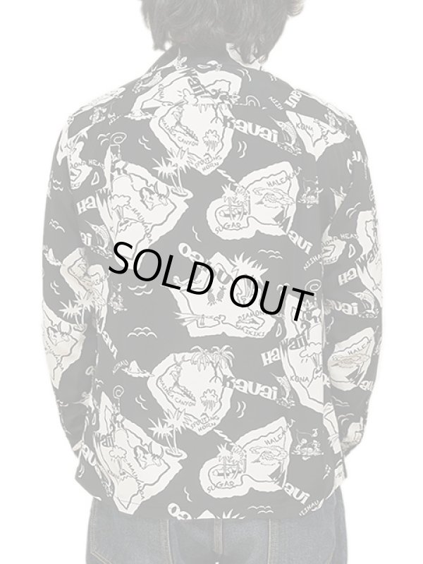 画像2: 【 SUN SURF（サンサーフ） 】 長袖アロハシャツ L/S HAWAIIAN SHIRT [ SHOWING HAWAIIAN ISLAND ] [ BLACK ]