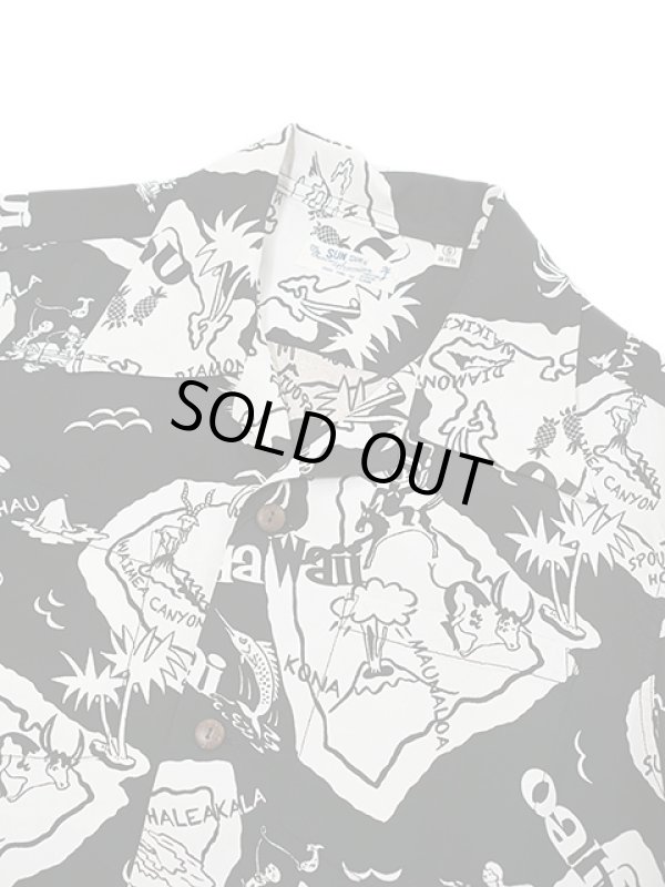 画像3: 【 SUN SURF（サンサーフ） 】 長袖アロハシャツ L/S HAWAIIAN SHIRT [ SHOWING HAWAIIAN ISLAND ] [ BLACK ]