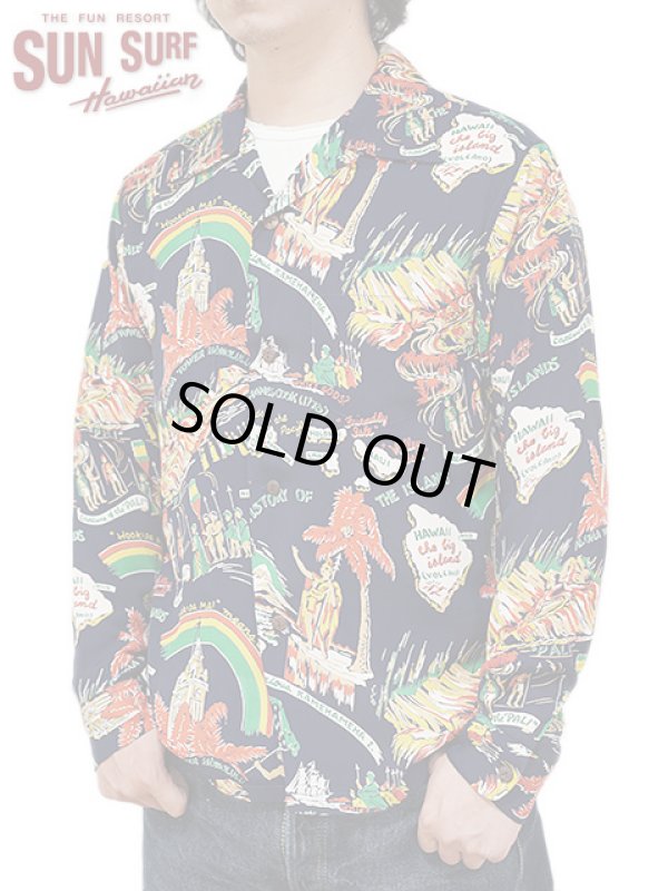 画像1: 【 SUN SURF（サンサーフ） 】 長袖アロハシャツ L/S HAWAIIAN SHIRT [ HISTORY OF THE ISLANDS ] [ NAVY ]