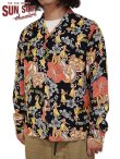 画像1: 【 SUN SURF（サンサーフ） 】 長袖アロハシャツ L/S HAWAIIAN SHIRT [ LOVELY HULA HANDS ] [ BLACK ]