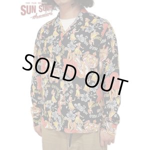 画像: 【 SUN SURF（サンサーフ） 】 長袖アロハシャツ L/S HAWAIIAN SHIRT [ LOVELY HULA HANDS ] [ BLACK ]