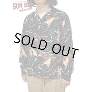 画像: 【 SUN SURF（サンサーフ） 】 長袖アロハシャツ L/S HAWAIIAN SHIRT [ SOUTH SEA OUTRIGGER ] [ BLACK ]