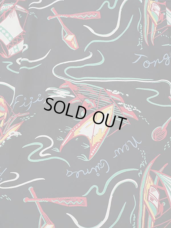 画像7: 【 SUN SURF（サンサーフ） 】 長袖アロハシャツ L/S HAWAIIAN SHIRT [ SOUTH SEA OUTRIGGER ] [ BLACK ]