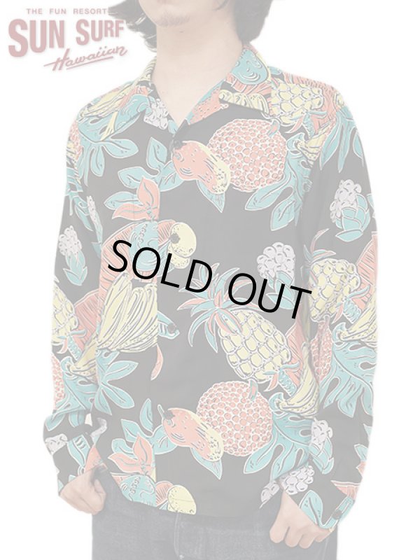 画像1: 【 SUN SURF（サンサーフ） 】 長袖アロハシャツ L/S HAWAIIAN SHIRT [ TROPICAL FRUITS ] [ BLACK ]