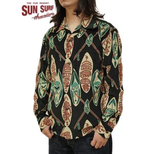 画像: 【 SUN SURF（サンサーフ） 】 コーデュロイアロハシャツ [ CORDUROY HAWAIIAN SHIRT ] [ GOD'S SHIELD ] [ BLACK ]