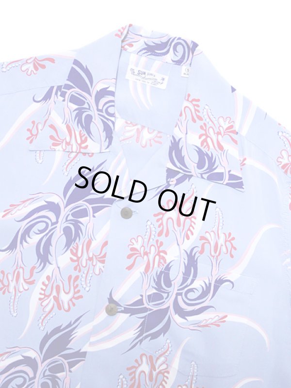 画像3: 【 SUN SURF（サンサーフ） 】　半袖アロハシャツ　S/S HAWAIIAN SHIRT　[ CORAL HIBISCUS ]　[ BLUE ]