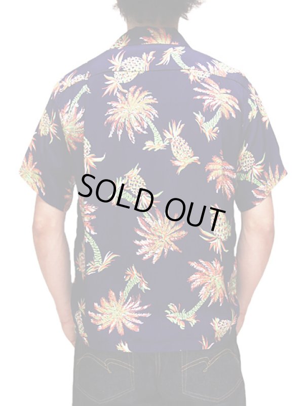画像2: 【 SUN SURF（サンサーフ） 】　半袖アロハシャツ　S/S HAWAIIAN SHIRT　[ STUDDED WITH PALM TREE AND PINEAPPLE ]　[ NAVY ]