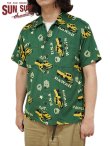 画像1: 【 SUN SURF（サンサーフ） 】　コットンヘリンボーンアロハシャツ　S/S HAWAIIAN SHIRT [ ARMY VEHICLE ] [ OLIVE ]