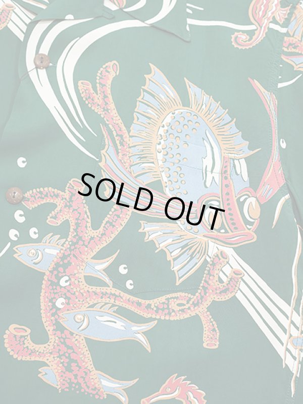 画像4: 【 SUN SURF（サンサーフ） 】　半袖アロハシャツ　S/S HAWAIIAN SHIRT　[ BUG EYED FISH ]　[ GREEN ]