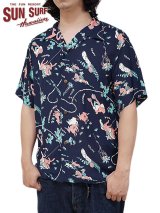 画像: 【 SUN SURF（サンサーフ） 】　半袖アロハシャツ　S/S HAWAIIAN SHIRT　[ PANIOLA TOWN ]　[ NAVY ]