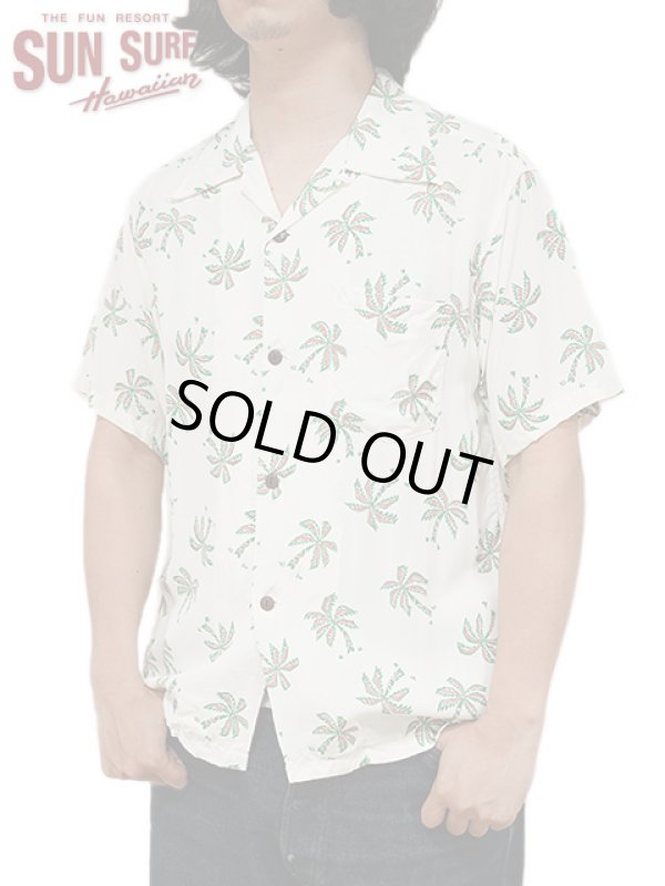 画像1: 【 SUN SURF（サンサーフ） 】　半袖アロハシャツ　S/S HAWAIIAN SHIRT　[ SCATTERED PALMTREE ]　[ OFF WHITE ]