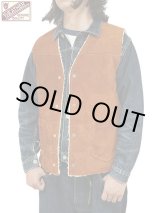 画像: 【 Y'2 LEATHER（ワイツーレザー） 】　Steer Roughout Wool Boa Vest [ STEER ROUGHOUT (牛革) ] [ Camel ]