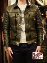 画像: 【 Y'2 LEATHER（ワイツーレザー） 】　エコホースGジャン1stタイプジャケット　[ 馬革 ] [ OLIVE ]