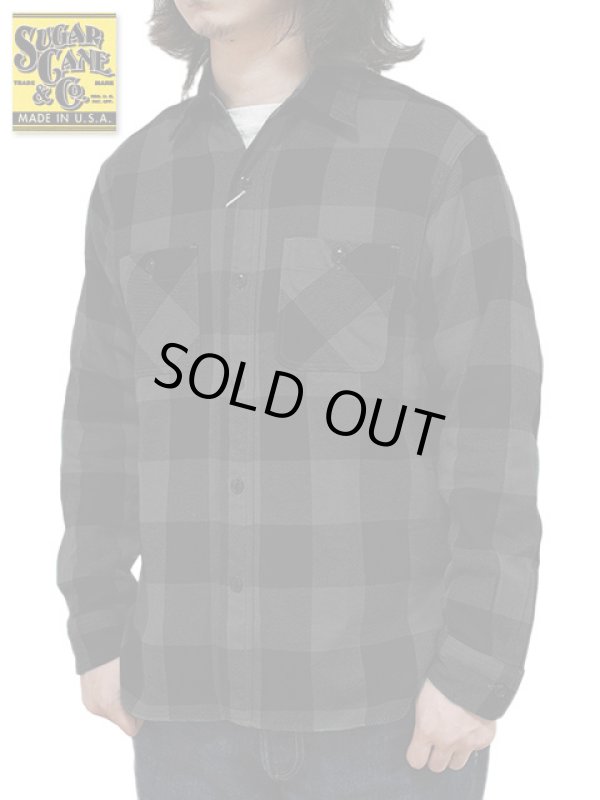 画像1: 【 SUGAR CANE（シュガーケン） 】　ツイルチェックワークシャツ [ L/S TWILL CHECK WORK SHIRT ] [ BLACK ]