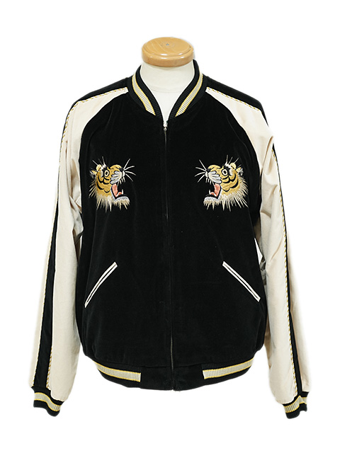 画像2: 【 TAILOR TOYO(テーラー東洋） 】 別珍 × アセテートスカジャン [ Velveteen ( Two-tone ) Souvenir Jacket ] [ TIGER HEAD × GOLD DRAGON ]