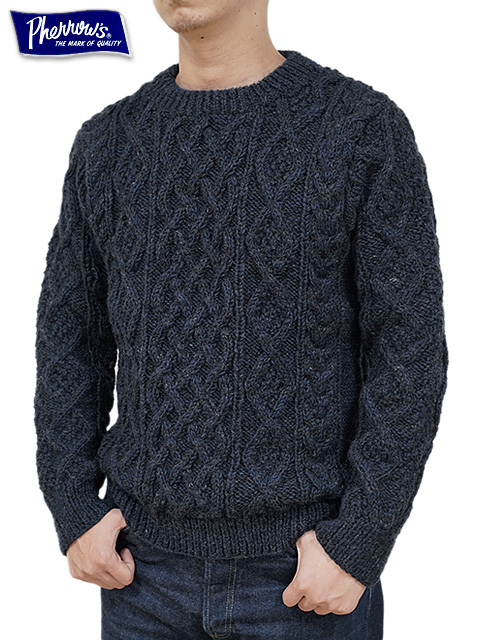 画像1: 【 Pherrow's（フェローズ） 】　ローゲージケーブルニットセーター　[ Hand Knitting Sweater Cable Pattern ]