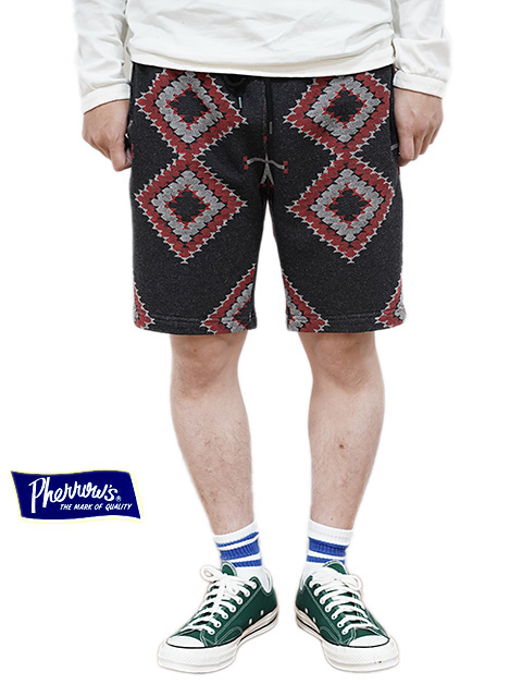 画像1: 【 Pherrow's（フェローズ） 】　ネイティブジャガードショーツ [ Native Jacquard Shorts ] [ S.BLACK ]