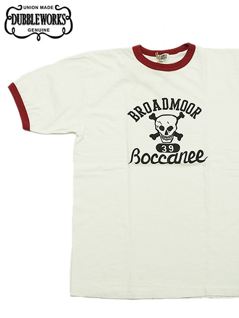 画像1: 【 DUBBLEWORKS（ダブルワークス） 】　リンガーTシャツ [ Ringer Tee ] [ BROADMOOR ] [ OFF WHITE x RED ] 【 メール便可 】