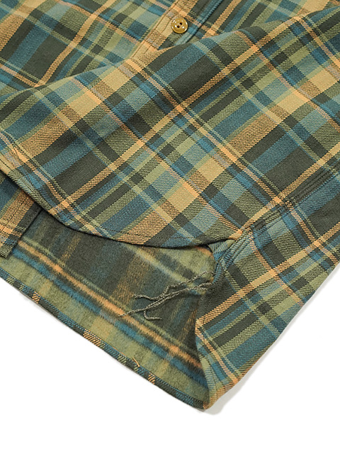 画像7: 【 Pherrow's（フェローズ） 】　ガチャポケフランネルワークシャツ　[ Flannel Work Shirts ] [ GREEN × ORANGE CHECK ]