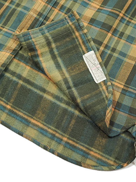 画像8: 【 Pherrow's（フェローズ） 】　ガチャポケフランネルワークシャツ　[ Flannel Work Shirts ] [ GREEN × ORANGE CHECK ]