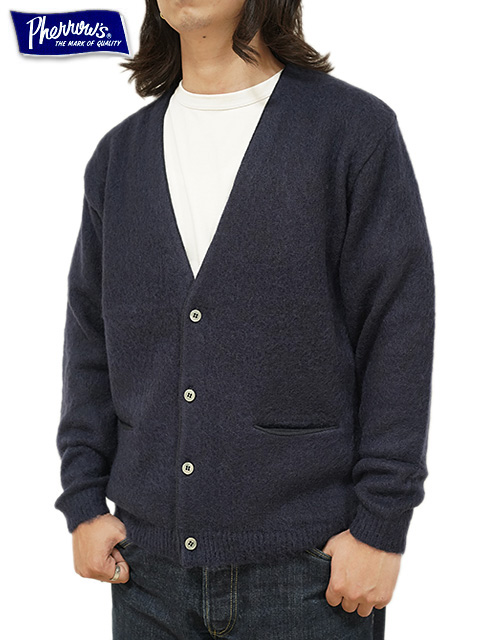 画像1: 【 Pherrow's（フェローズ） 】　モヘアニットカーディガン　[ MOHAIR KNIT CARDIGAN ] [ NAVY ] 