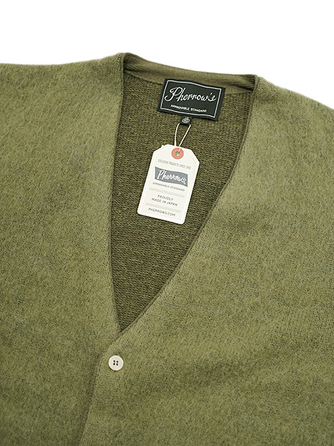 画像3: 【 Pherrow's（フェローズ） 】　モヘアニットカーディガン　[ MOHAIR KNIT CARDIGAN ] [ OLIVE ] 