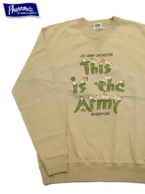 画像1: 【 Pherrow's（フェローズ） 】　スウェットタイプ T-シャツ [ スウェッT ] [ This is the Army ] [ COYOTE ] 【 メール便可 】
