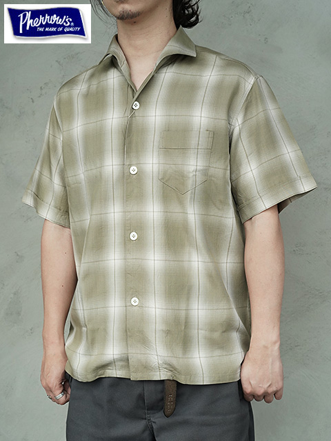 画像1: 【 Pherrow's（フェローズ） 】 半袖イタリアンカラーシャツ [  ITALIAN COLLAR SHIRTS ] [ BEIGE ] 【 メール便可 】