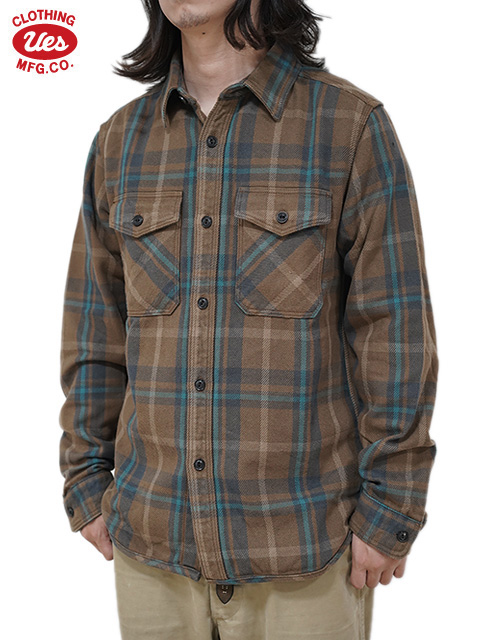 画像1: 【 UES（ウエス） 】　エクストラヘビーチェックネルシャツ　[ BEIGE ]